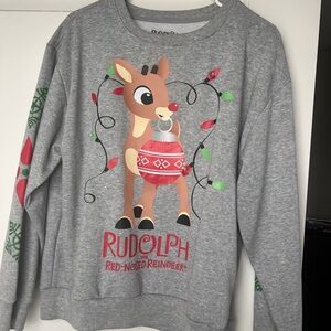 Gray Rudolph Sweatshirt with Festive Design